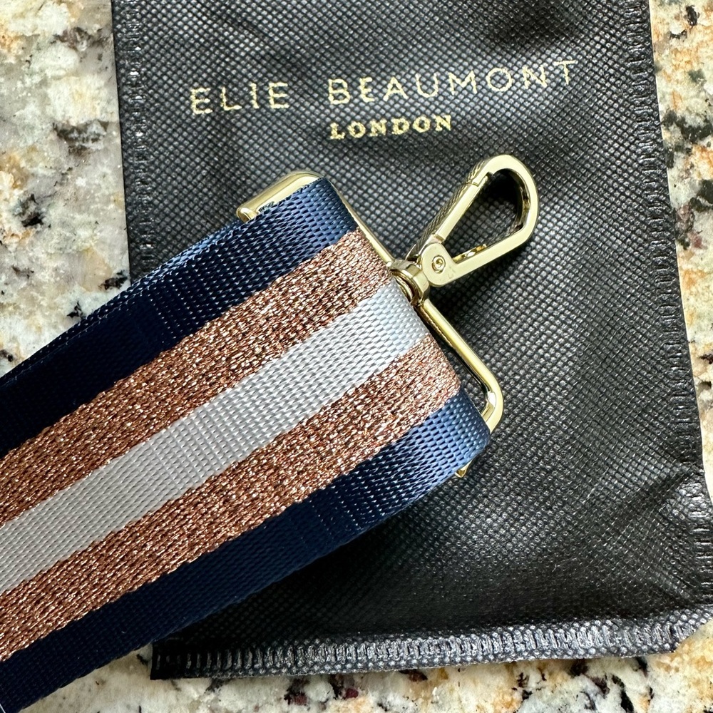 Striped Navy, Rose Gold & White Bag Strap